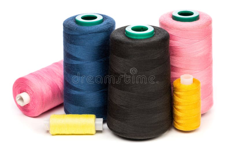 Sewing Thread Spools of Various Colors Isolated on White Background Stock Image Image of shade