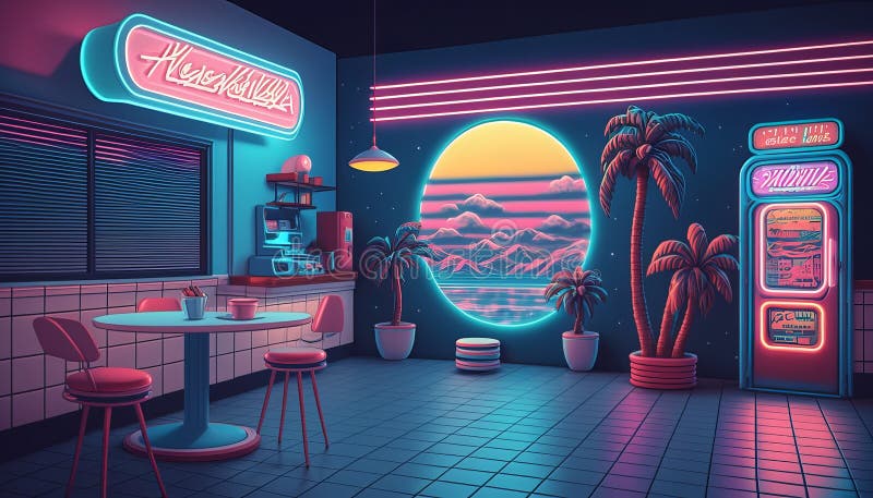 Synthwave 80s Retro Design. Detalied Retro Background Style 80s. AI ...