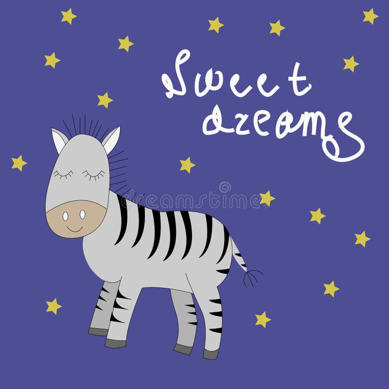 Sypialna zebra z słodkich sen zwrotem ilustracja wektor Sypialna zebra z słodkich sen zwrotem ilustracja wektor