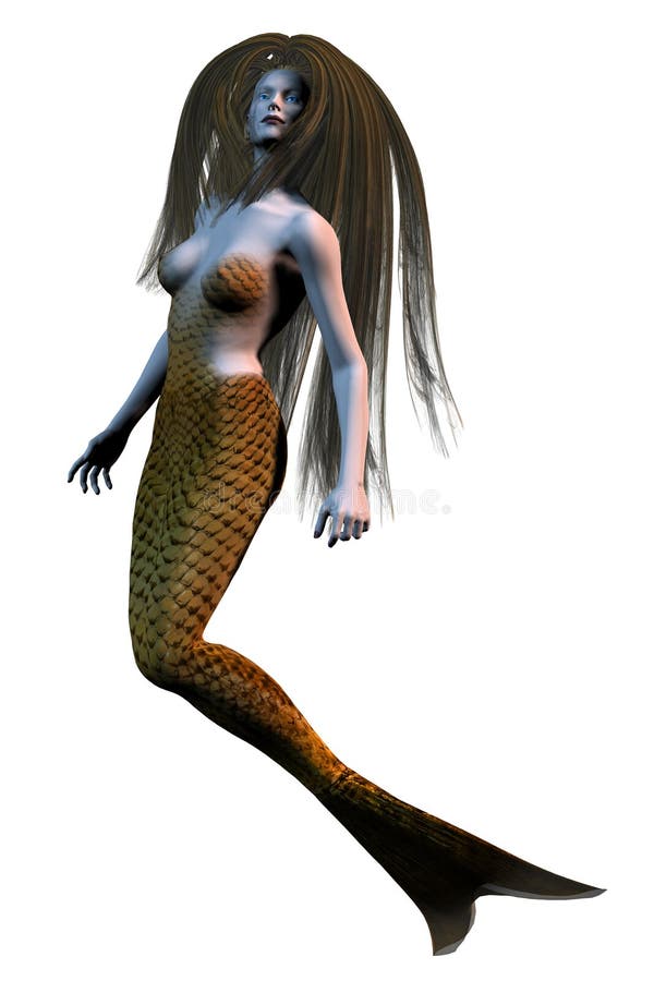 A mermaid isolated on white in 3d. A mermaid isolated on white in 3d