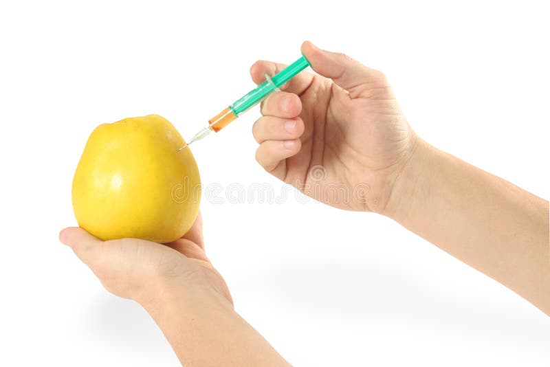 Syringe and apple
