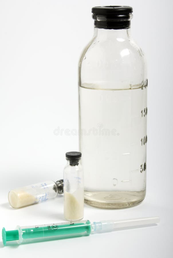 Syringe and bottles