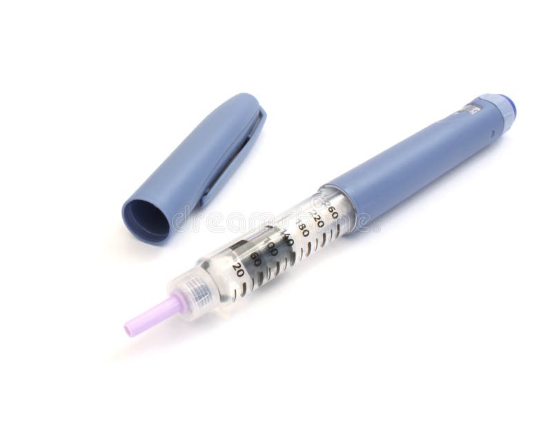 Blue insulin syringe pen stock photo. Image of insulin 49966312