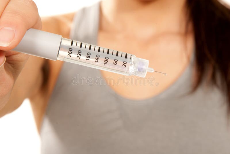 Syringe pen for Insulin dependent Diabetes stock photos