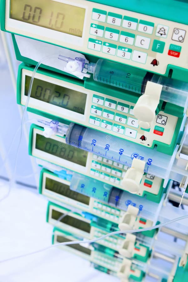 Syringe pumps in ICU stock photo. Image of aids, injection 1647572