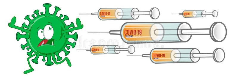 syringe with vaccine chases the coronavirus