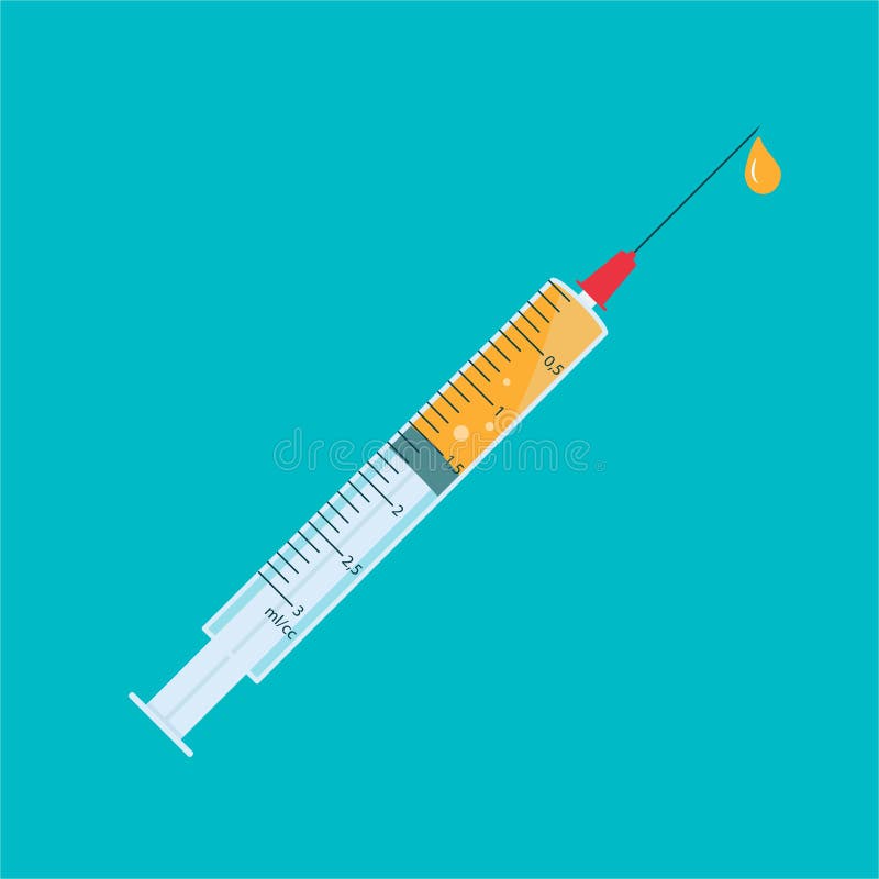 A Syringe with the Vaccine. Vector Graphics. Stock Vector
