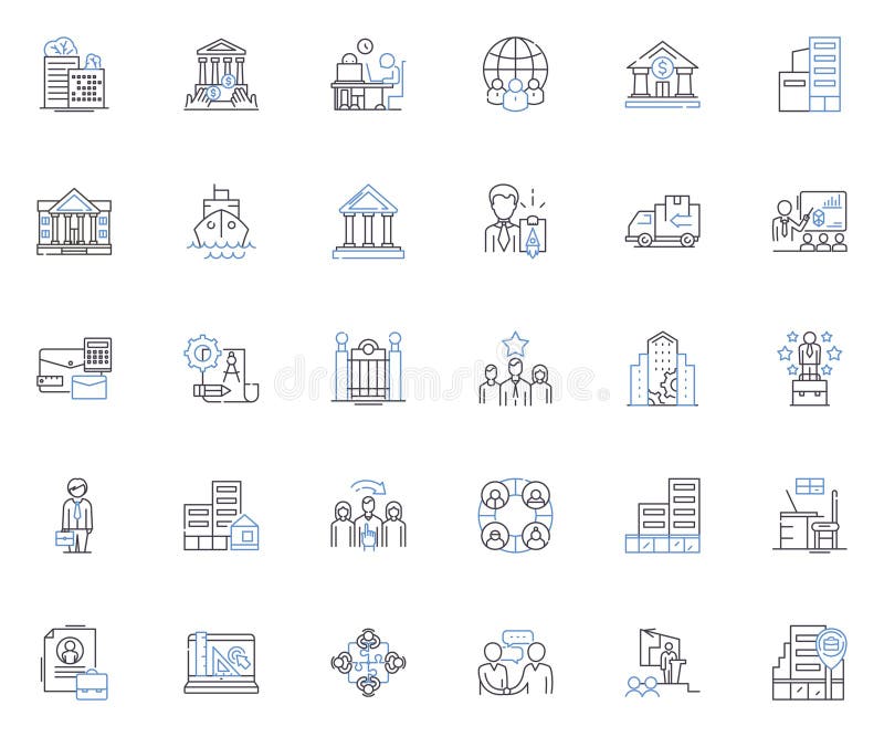 System analysis line icons collection. Requirements, Design, Modeling, Integration, Architecture, Testing, Optimization stock illustration