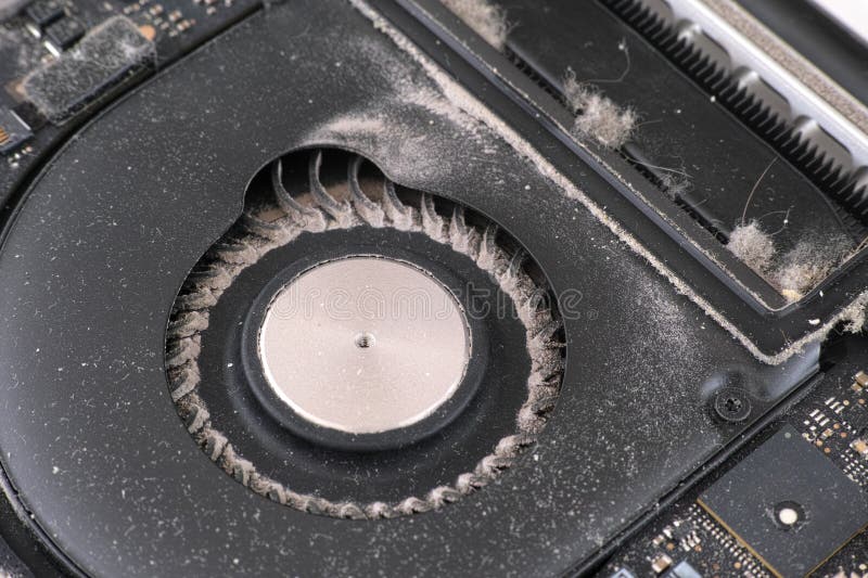 A System Board with a Laptop Fan with Dust in it Stock Image Image of
