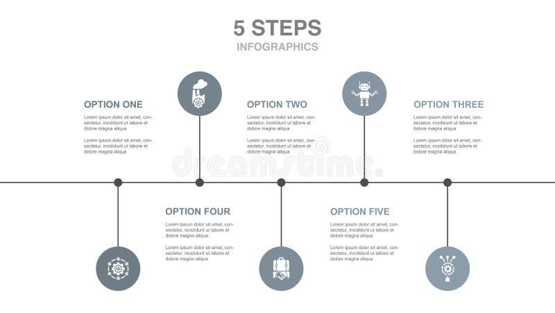 System, business, algorithm, industry, robotics, icons Infographic design layout template. Creative. Robotics icons vectors