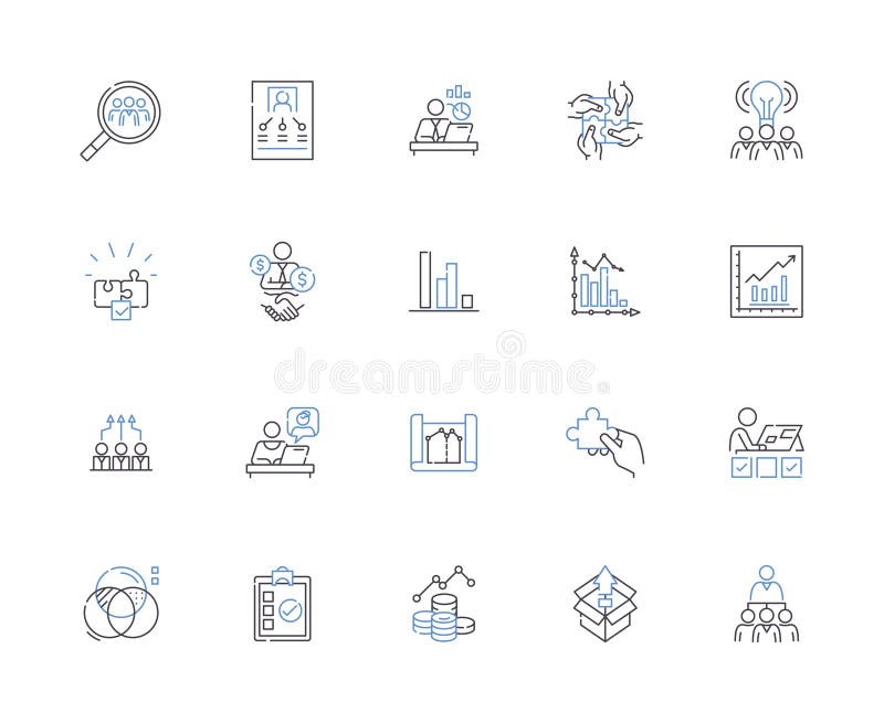System design outline icons collection. System, Design, Architecture, Modeling, Algorithm, Coding, Simulation vector and stock illustration