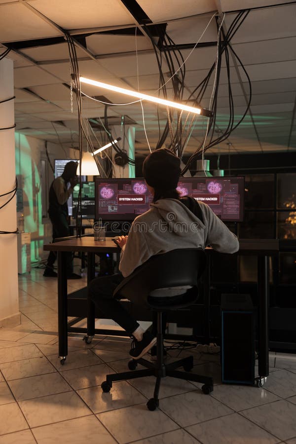 System Hacked Warning on Multiple Monitors Stock Image Image of break, privacy 268668565