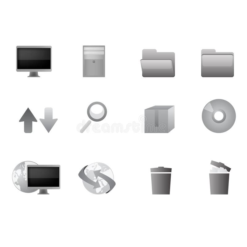 System icons satin grey vector stock illustration