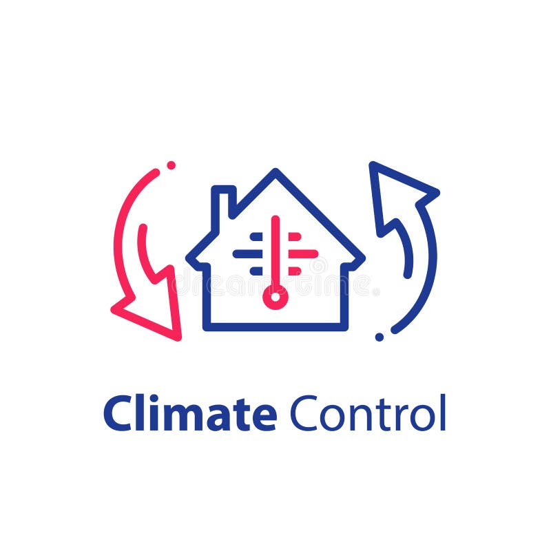 System klimatyzacji w pomieszczeniu, zmiana temperatury, klimatyzacja w domu, chłodzenie lub ogrzewanie