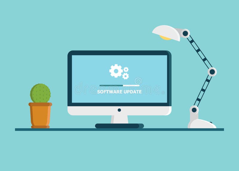 System software update, data update or synchronize with progress bar on the screen. Illustration vector illustration