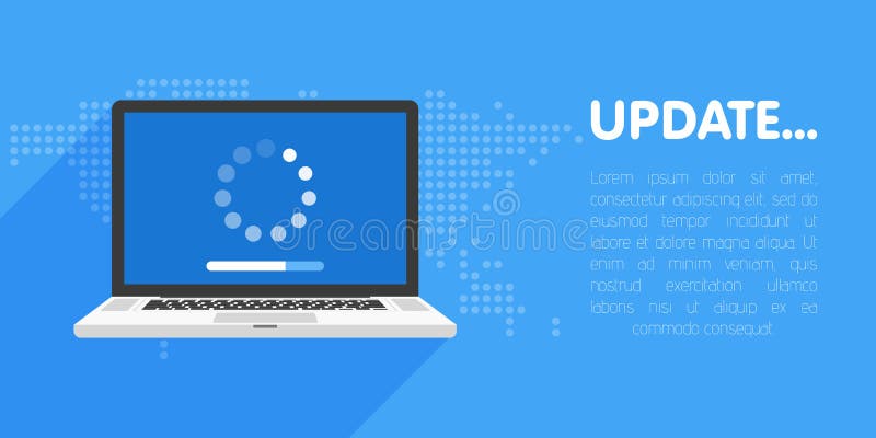 System software update and upgrade concept. Loading process in laptop screen. Vector illustration vector illustration System software update and upgrade concept. Loading process in laptop screen. Vector illustration vector illustration