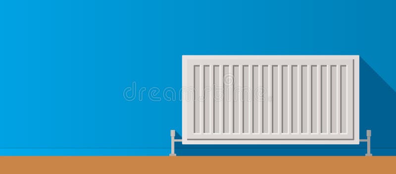 System Water Radiator Panel in the Room. Heating Battery Stock Vector