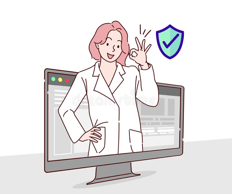 Systemkoncept för filserverskydd online med dator. datasäkerhetskoncept. royaltyfri illustrationer