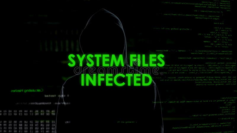 Systems files infected message, silhouette hacker spreading virus in internet royalty free stock photos Systems files infected message, silhouette hacker spreading virus in internet royalty free stock photos