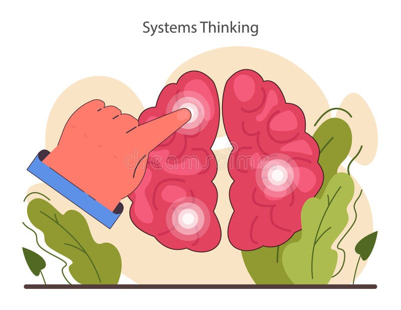 Systems thinking. Critical thinking skill. Strategic decision-making stock illustration