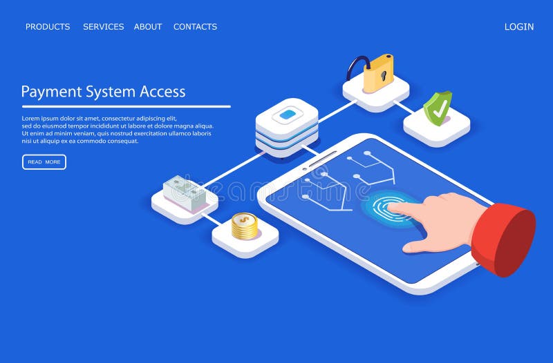 Systemu płatności dostępu strony internetowej lądowania strony projekta wektorowy szablon ilustracja wektor Systemu płatności dostępu strony internetowej lądowania strony projekta wektorowy szablon ilustracja wektor