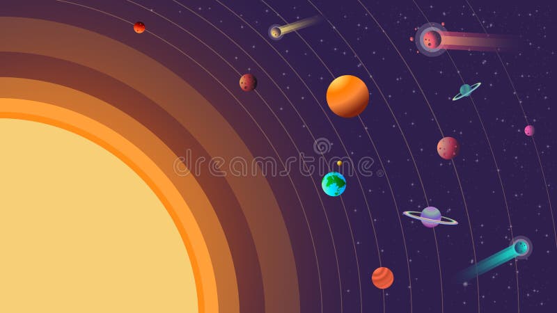 Système solaire avec des comètes sur l'illustration de vecteur de fond d'univers illustration de vecteur Système solaire avec des comètes sur l'illustration de vecteur de fond d'univers illustration de vecteur