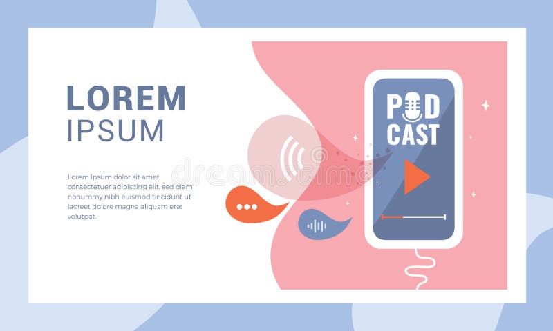 Szablon dla podcast projekta App z mikrofon ikoną ilustracji