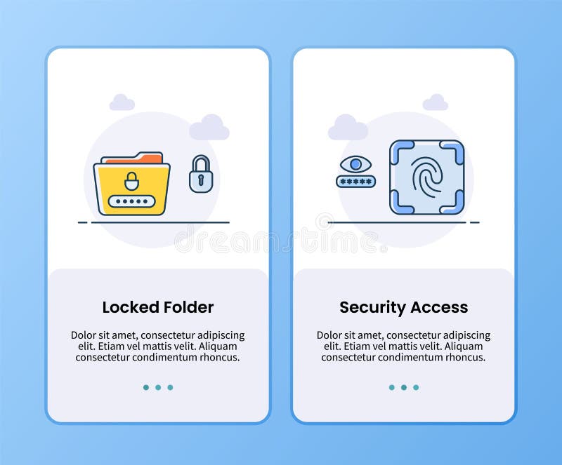 Szablon dołączania zablokowanego folderu zabezpieczeń internetowych i dostępu zabezpieczeń dla projektu aplikacji mobilnej Ui ilustracja wektor