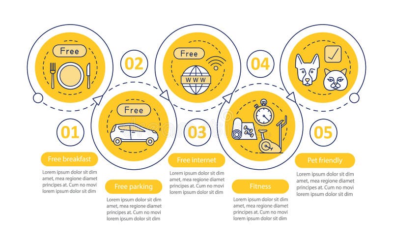 Szablon infograficzny wektora obiektów hotelowych ilustracji