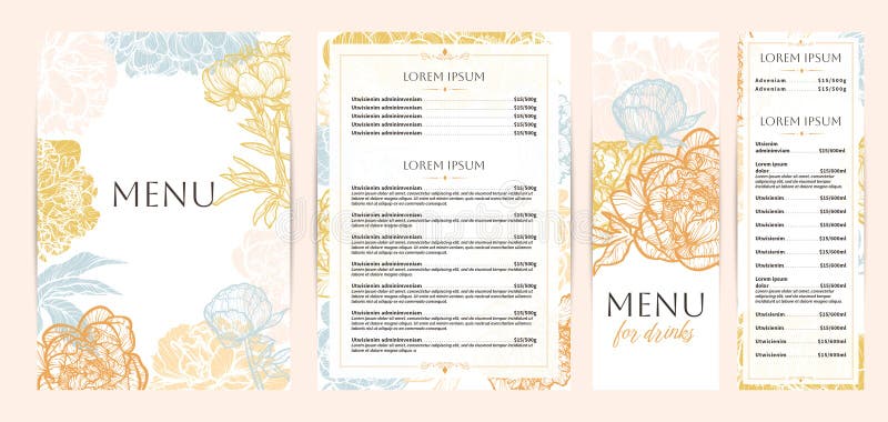 Szablon menu Jedzenie i napoje z ciuchami sztuki liniowej royalty ilustracja