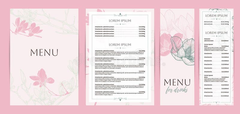 Szablon menu restauracji Peonies royalty ilustracja