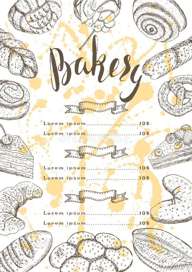 Szablon projekta sklepu menu, piekarnia produkty royalty ilustracja Szablon projekta sklepu menu, piekarnia produkty royalty ilustracja