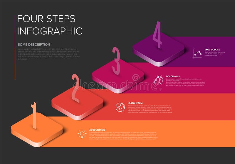 Szablon projektu Infograficznego nowoczesnych czterech kroków w pionie royalty ilustracja