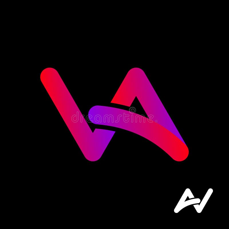 Szablon projektu logo programu va lub av monogram. abstrakcyjna litera a i litera v na czarno. emblemat współczesnego wektora. ilustracja wektor