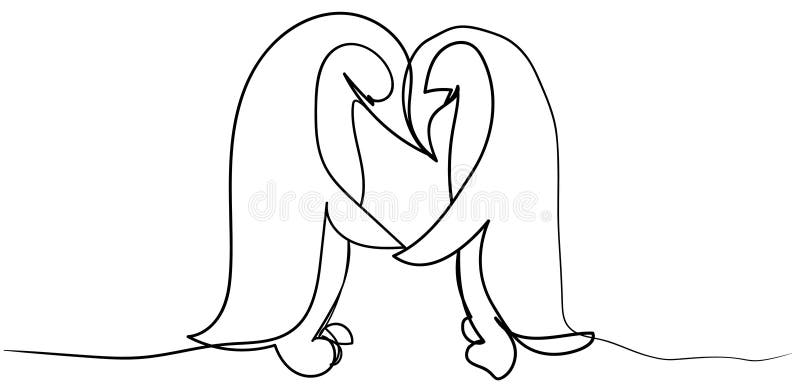 Szablon z dwoma pingwinami Grafika liniowa ilustracji
