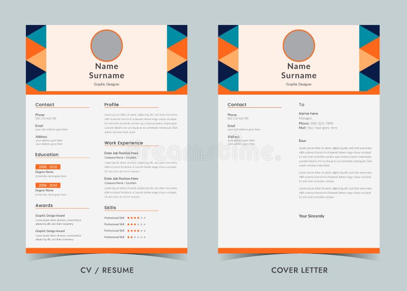 Szablon życiorysu ponaglenia i listu motywacyjnego. profesjonalista CV ilustracja wektor