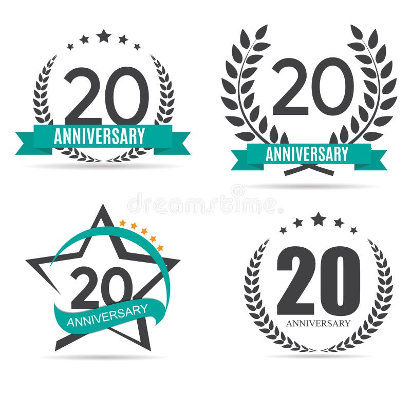 Szablonu logo 20 rok rocznicy Ustalonej Wektorowej ilustraci ilustracja wektor