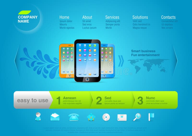 szablonu touchphones strona internetowa ilustracja wektor szablonu touchphones strona internetowa ilustracja wektor