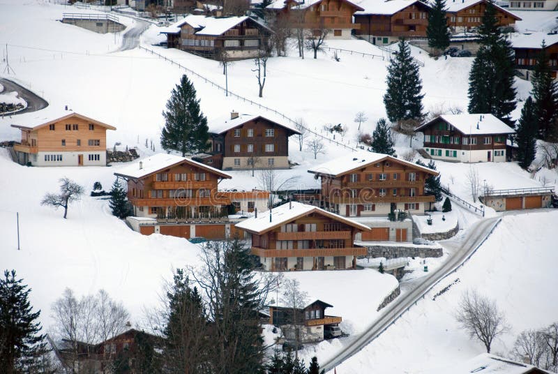 Chalets in the Swiss town of Grindelwald. Chalets in the Swiss town of Grindelwald