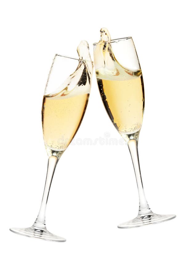 Cheers! Two champagne glasses. Isolated on white. Cheers! Two champagne glasses. Isolated on white