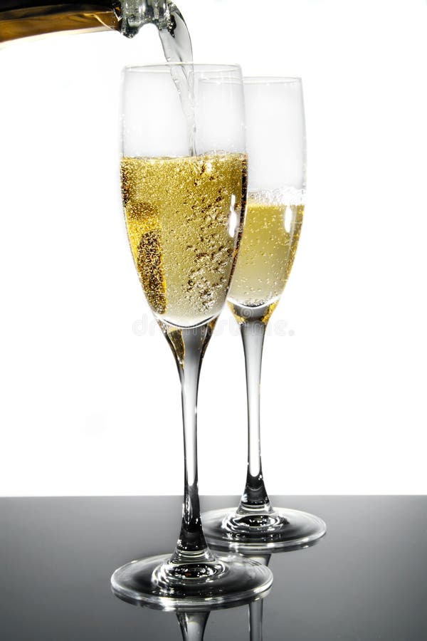 Champagne glass over white background. Champagne glass over white background