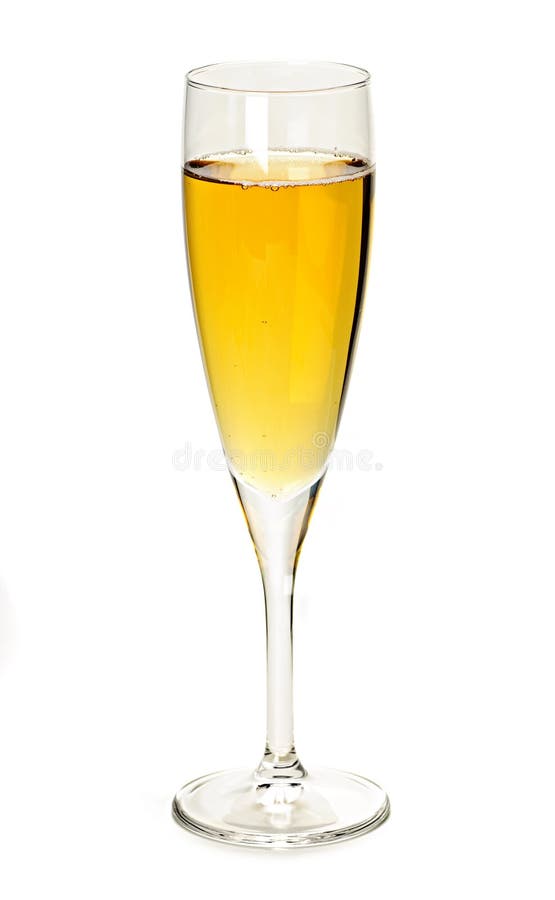 Champagne glass with sparkling wine isolated on white background. Champagne glass with sparkling wine isolated on white background