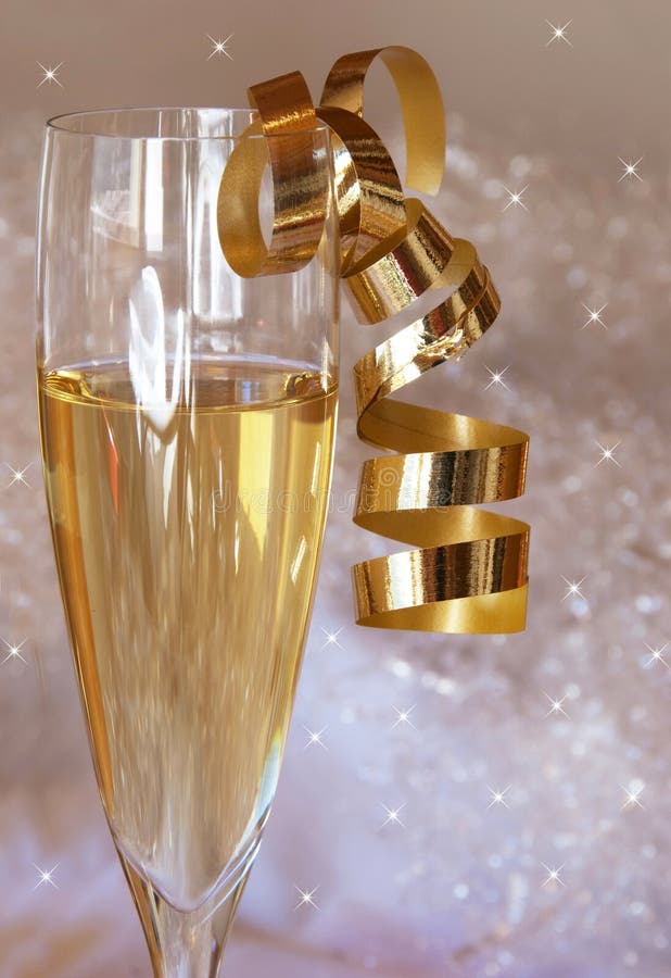 Champagne glass on the table for party or celebration - New year concept. Champagne glass on the table for party or celebration - New year concept.