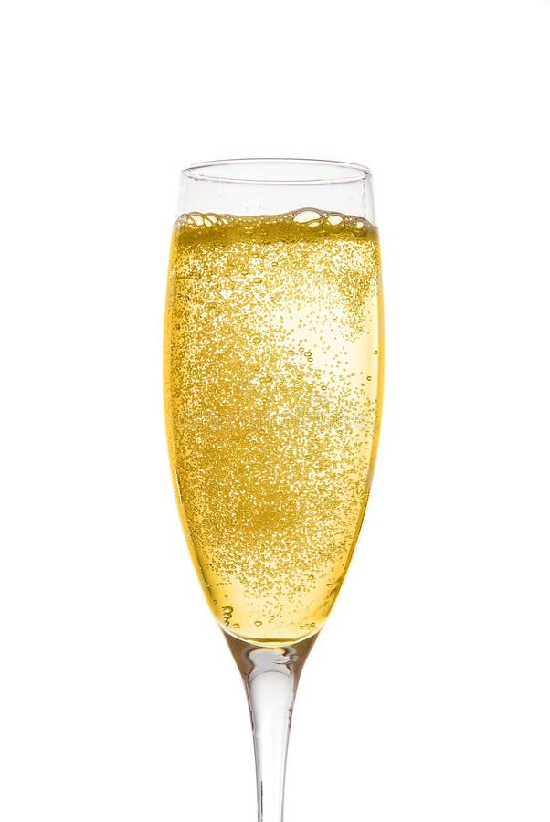 Champagne in glass. Isolated on white background. Champagne in glass. Isolated on white background