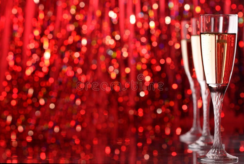 Champagne glass in holiday light. Champagne glass in holiday light