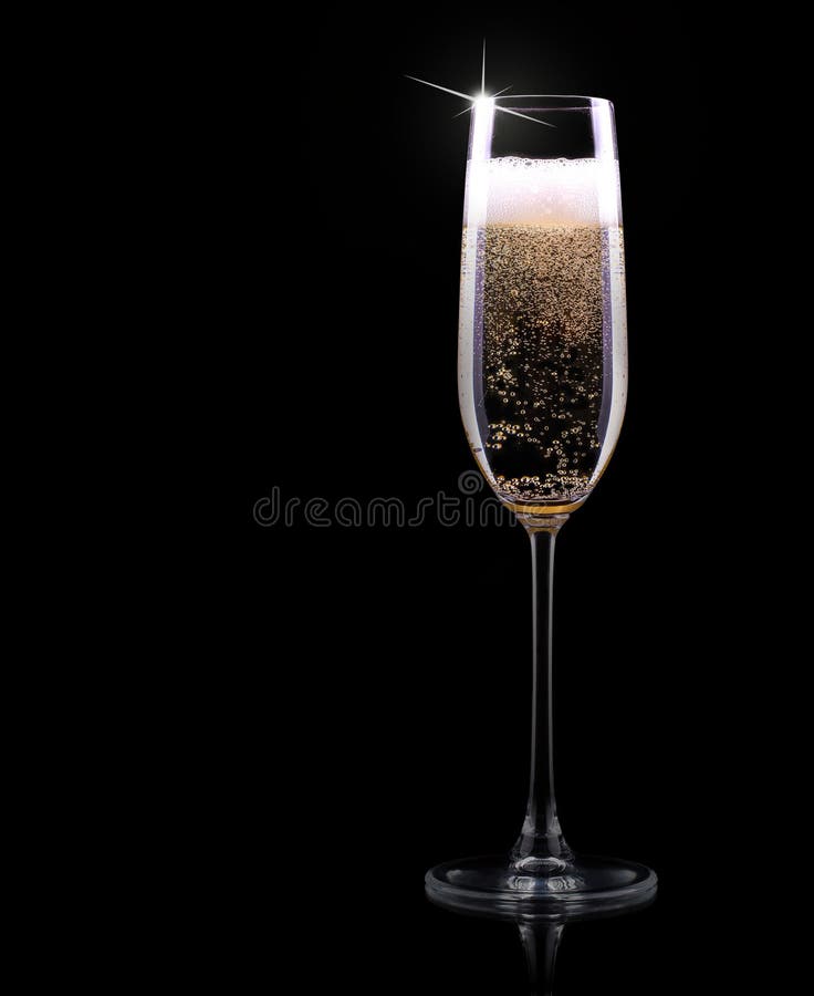 Luxury champagne glass on a black background. Luxury champagne glass on a black background