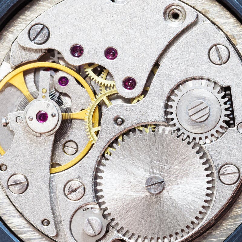 Szary clockwork stary machinalny zegarek obraz royalty free