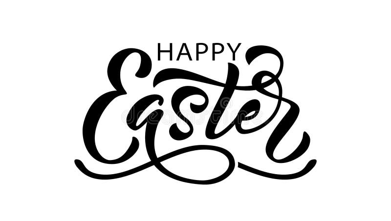 Szcz?? liwy Easter tekst Wektorowa ilustracja odizolowywaj? ca na bia? y tle R? ka rysuj? cy tekst dla Wielkanocnej kartki z pozdrowie royalty ilustracja