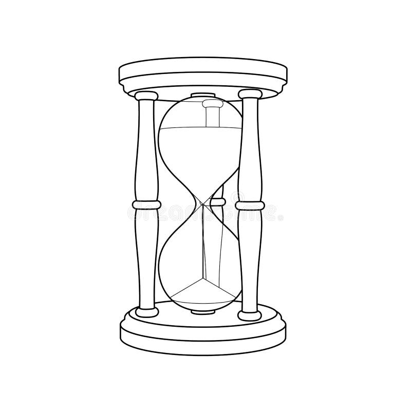 Szczegółowa kontur ikona rocznika hourglass na białym tle ilustracja wektor