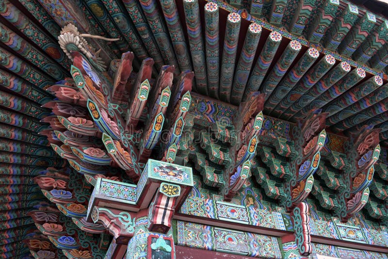 Szczegół ornamenty na Koreańskiej Buddyjskiej świątyni Pic wziąć obraz royalty free Szczegół ornamenty na Koreańskiej Buddyjskiej świątyni Pic wziąć obraz royalty free